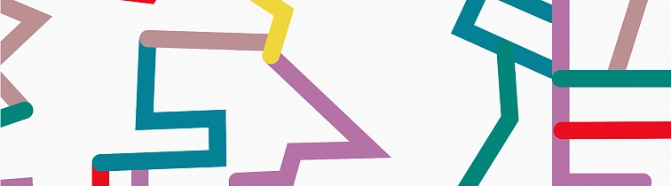 Геометрический узор из цветных линий, напоминающий схему или карту метро.